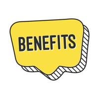 Benefits on speech bubble vector