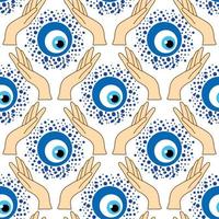 Evil eye seamless pattern. Magic, witchcraft, occult symbol, line art collection. Hamsa eye, magical eye, decor element. vector