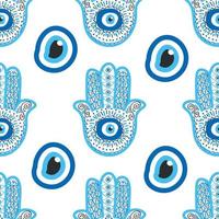 patrón sin fisuras de mal de ojo. magia, brujería, símbolo oculto, colección de arte lineal. ojo de hamsa, ojo mágico, elemento decorativo. vector