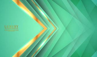 3D green luxury abstract background overlap layer on bright space with golden arrow decoration. Style concept cut out. Graphic design element for banner, flyer, card, brochure cover, or landing page vector