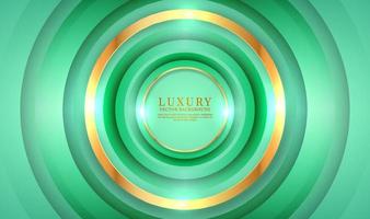 3D green luxury abstract background overlap layer on bright space with golden circle decoration. Graphic design element twist style concept for banner, flyer, card, brochure cover, or landing page vector