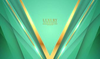 3D green luxury abstract background overlap layer on bright space with golden lines decoration. Style concept cut out. Graphic design element for banner, flyer, card, brochure cover, or landing page vector