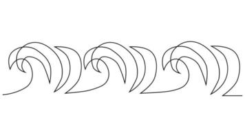 Sea wave one line drawing art. Abstract wave continuous line. vector