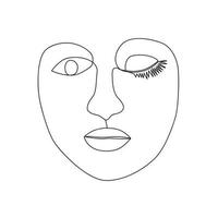 línea continua, dibujo de rostros y peinados, concepto de moda, minimalista de belleza femenina, ilustración vector