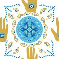 Mandala greek evil eye symbol of protection, blue turkish vector