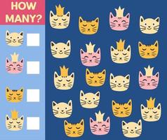 How many Cat, game for children. printable worksheet vector