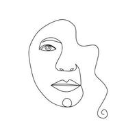 Continuous line, drawing of set faces and hairstyle, fashion concept, woman beauty minimalist, illustration vector