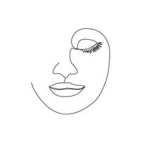 línea continua, dibujo de rostros y peinados, concepto de moda, minimalista de belleza femenina, ilustración vector