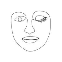 Continuous line, drawing of set faces and hairstyle, fashion concept, woman beauty minimalist, illustration vector