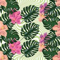 Floral exotic tropical seamless pattern tropic hawaiian wallpaper. Botanical print. Modern floral background. vector