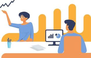 office staff, meeting, teamwork, flat style vector