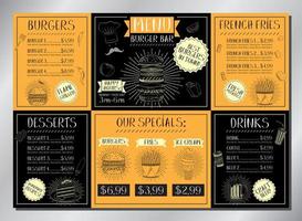 Burger Bar Table Menu Template vector