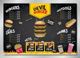 Fast Food Restaurant Table Menu Template vector