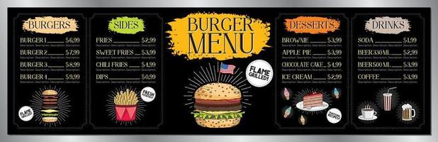 Burger Bar Board Menu Template vector