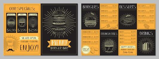 Burger Bar Menu Template vector