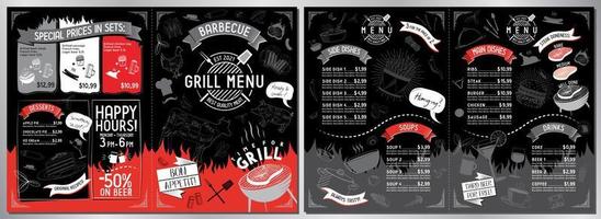 plantilla de menú de restaurante de barbacoa vector