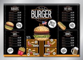 Burger Bar Table Menu Template vector