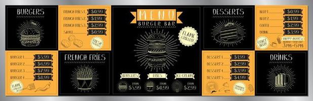 Burger Bar Board Menu Template vector