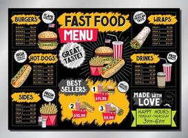 Fast Food Restaurant Table Menu Template vector