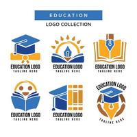 Education Logo Focused on Graduation Hat and Books vector