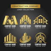 Gold Plated Apartment Building and Houses Construction Logo vector
