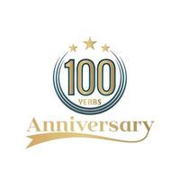 100 Year Anniversary Vector Template Design Illustration. Gold And Blue color design with ribbon