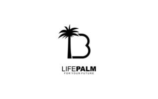 B logo PALM for identity. tree template vector illustration for your brand.