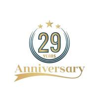 29 Year Anniversary Vector Template Design Illustration. Gold And Blue color design with ribbon