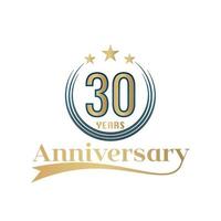 30 Year Anniversary Vector Template Design Illustration. Gold And Blue color design with ribbon