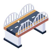 isometric editable icon of bridge vector