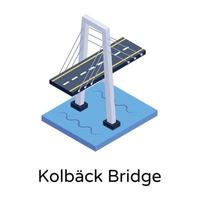 isometric editable icon of bridge vector