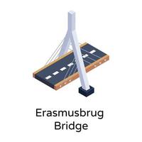 isometric editable icon of bridge vector