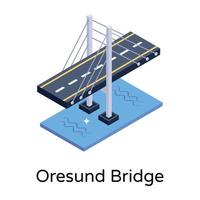 isometric editable icon of bridge vector