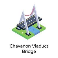 isometric editable icon of bridge vector