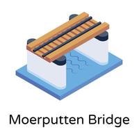 isometric editable icon of bridge vector