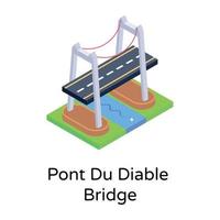 isometric editable icon of bridge vector