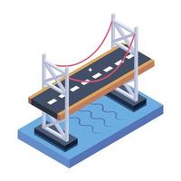 isometric editable icon of bridge vector