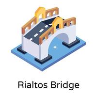 isometric editable icon of bridge vector