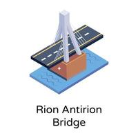 isometric editable icon of bridge vector