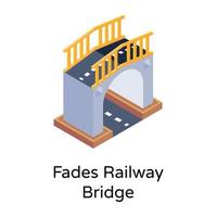 isometric editable icon of bridge vector