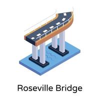 isometric editable icon of bridge vector