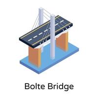 isometric editable icon of bridge vector