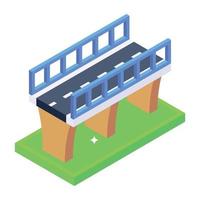 isometric editable icon of bridge vector