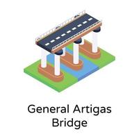 isometric editable icon of bridge vector