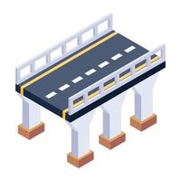 isometric editable icon of bridge vector