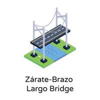 isometric editable icon of bridge vector