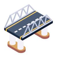 isometric editable icon of bridge vector