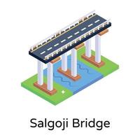 isometric editable icon of bridge vector