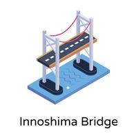 isometric editable icon of bridge vector