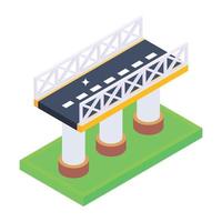 isometric editable icon of bridge vector